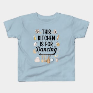 This Kitchen Is For Dancing Blue Kids T-Shirt